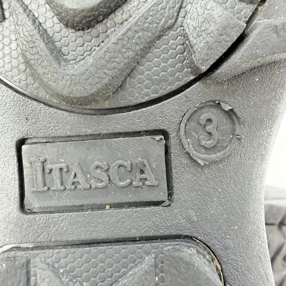 Itasca Kids Grey Black Leather Zip Front Snow Boots 806840 Size 3